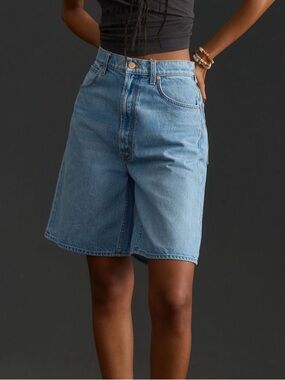 MOTHER High-Rise Wide-Leg Denim Shorts